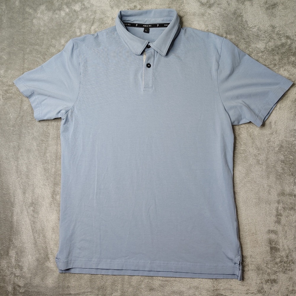 Public Rec Polo Shirt Mens Large Blue Performance Stretch Logo Golf Go To Polo - Picture 2 of 9